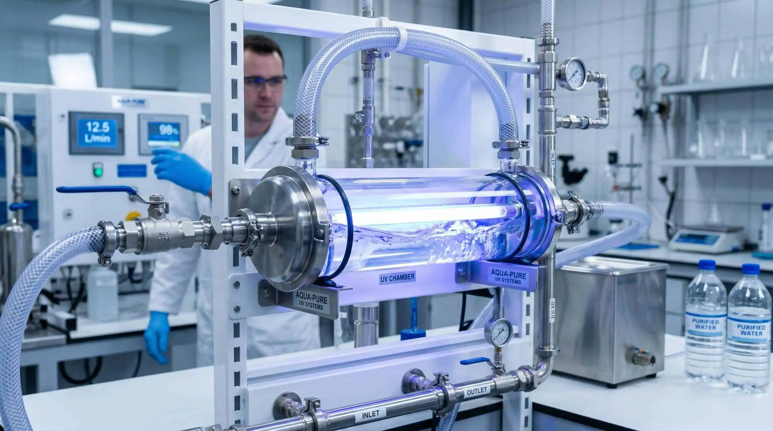 UV water purification system with ultraviolet light